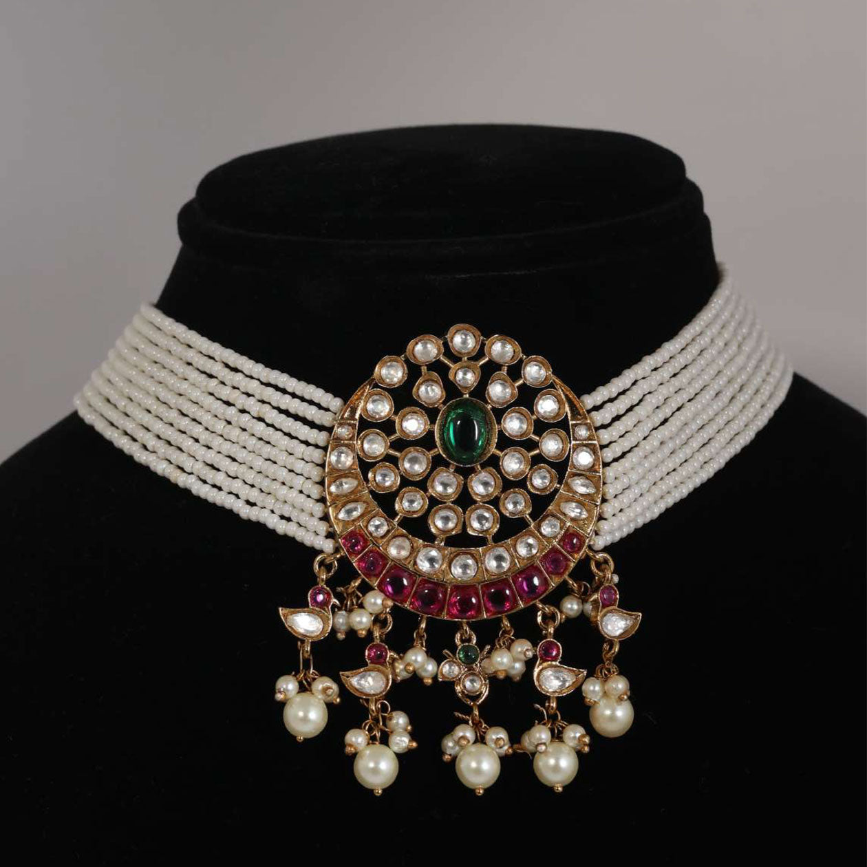 Emerald Ruby Radiance Kundan Choker Set By Mona Chawla