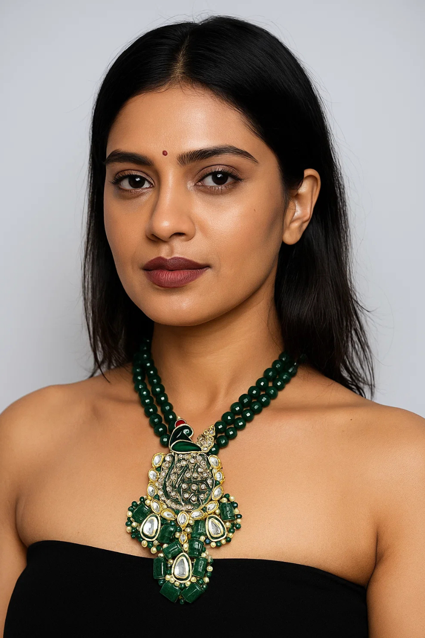 Peacock Majesty Onyx Necklace set 2 marjani by mona