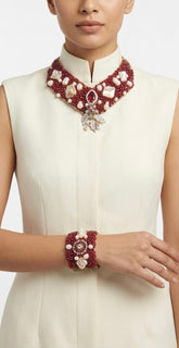 The Baroque Ruby Bead Collar & Statement Cuff Set