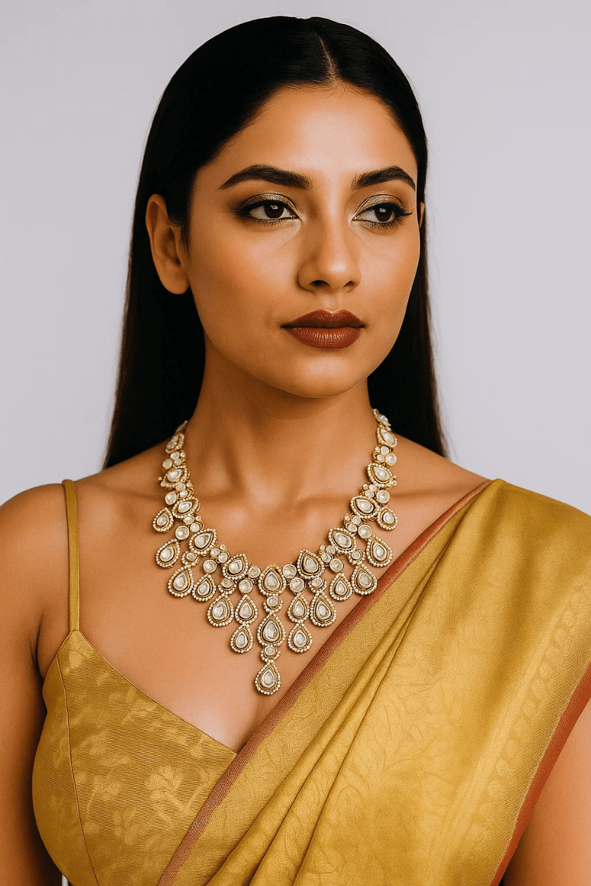 Golden Aura Kundan Necklace By Mona Chawla