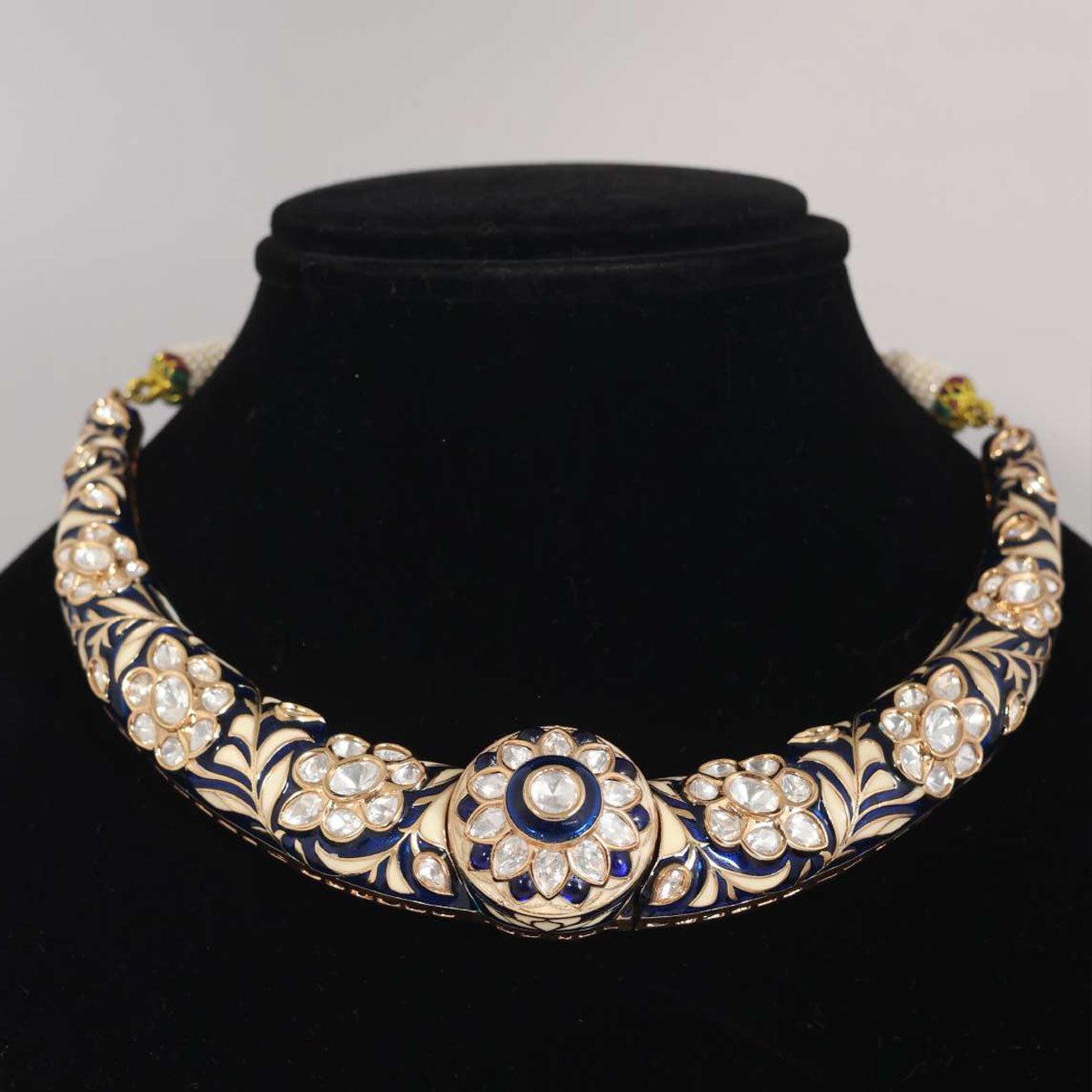 Kundan Meenakari Brass Husli Necklace - Marjani by Mona