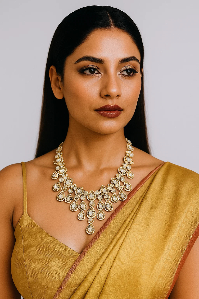 Golden Aura Kundan Necklace By Mona Chawla