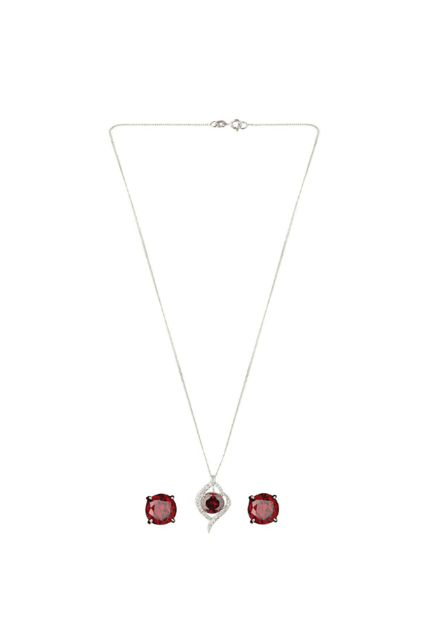 Crimson Radiance Silver Set - Marjani by Mona