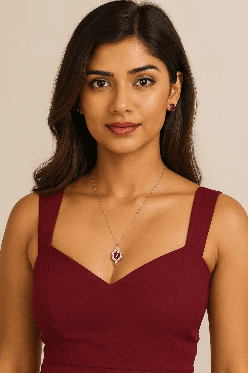 Crimson Radiance Silver Set - Marjani by Mona