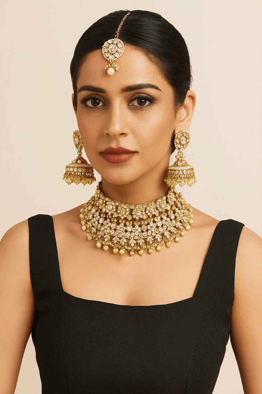 Kundan Pearl Set - Marjani by Mona